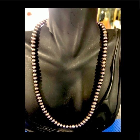 Honora blue/gray Pearl Necklace & Stretch Bracelet Set 925 Sterling silver - Picture 2 of 2